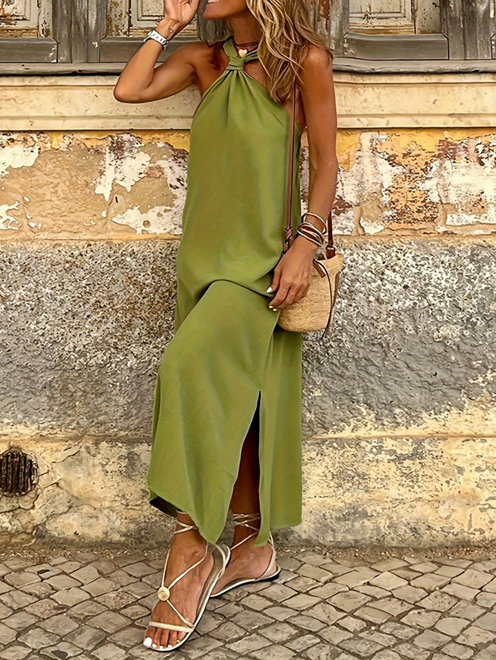 Tucked Halter Neck Loose Dress