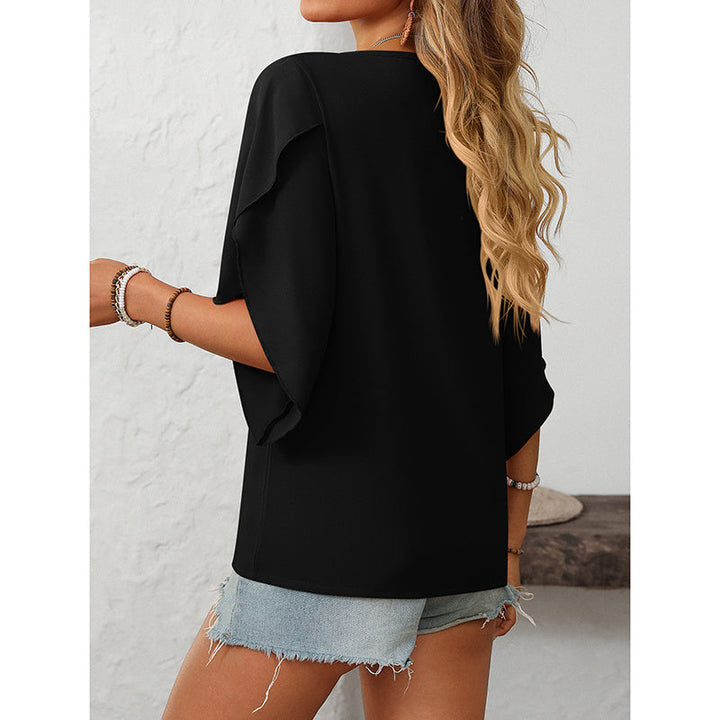 Women V-Neck Fashionable Short-Sleeved Shirt