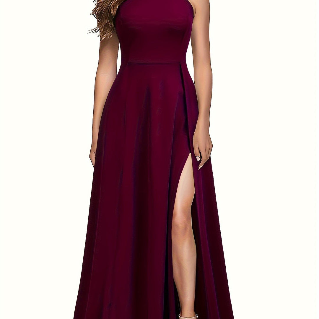 Elegant Split Maxi Solid Dress