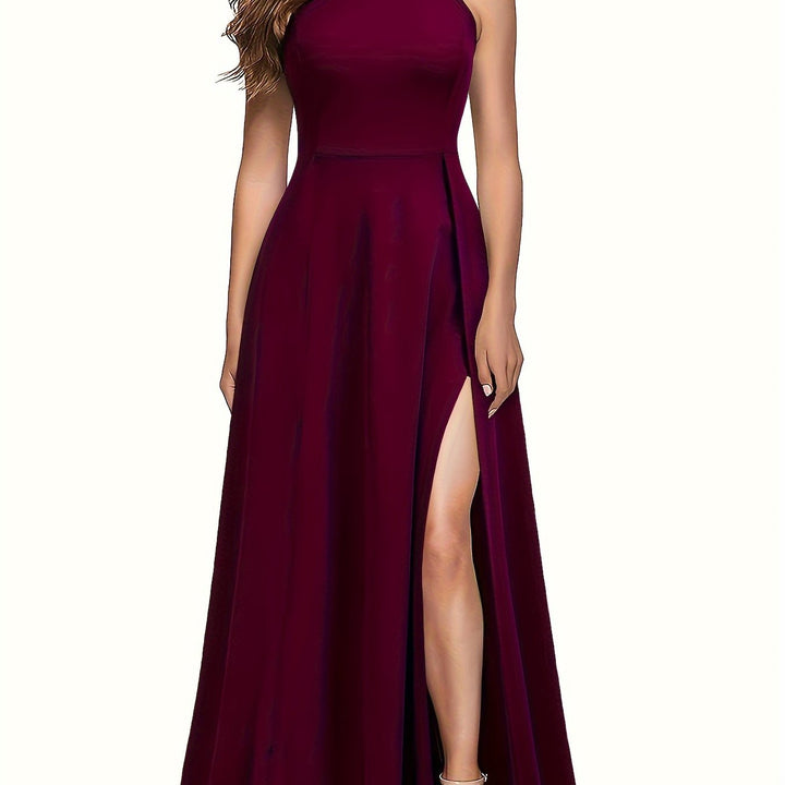 Elegant Split Maxi Solid Dress