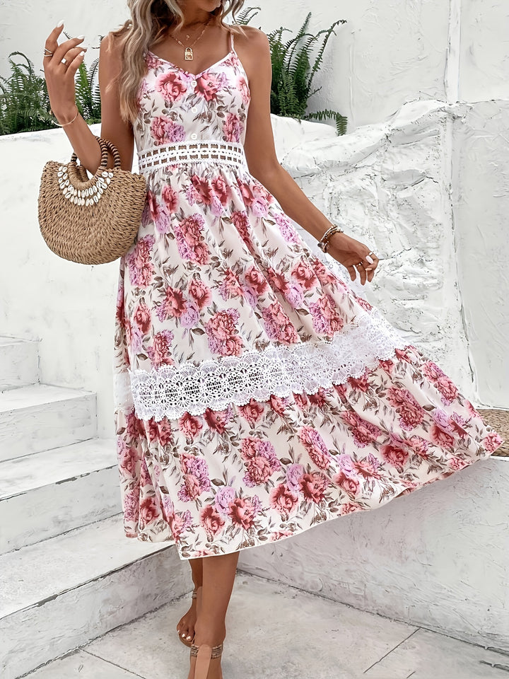 Lace Floral Print Cami Dress