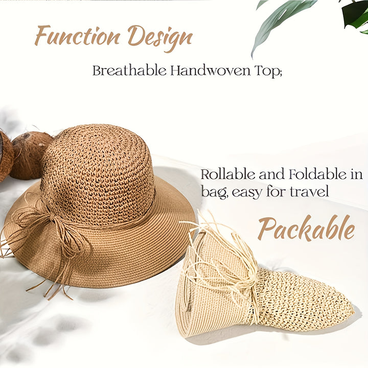 Wide Brim Straw Hat with Chin Strap