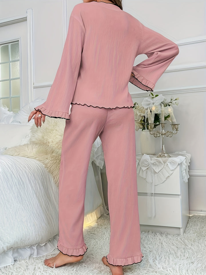 Pink Cardigan Pajama Pants Set