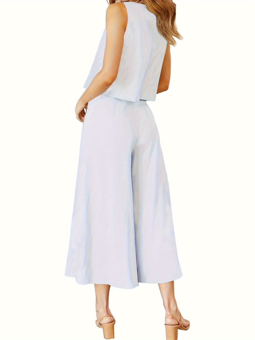 Navy Blue Casual Solid Two-piece Set