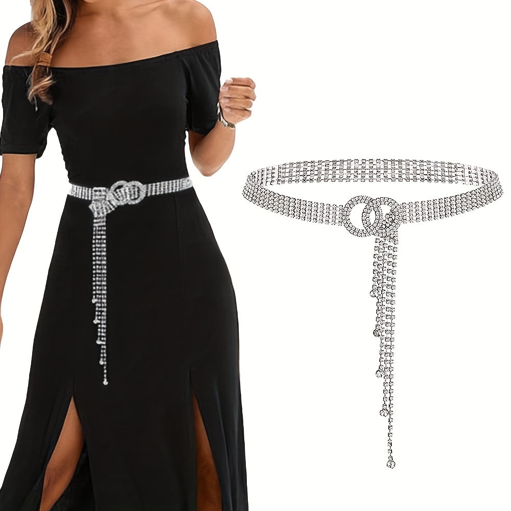Double O-Ring Rhinestone Waistband Belt