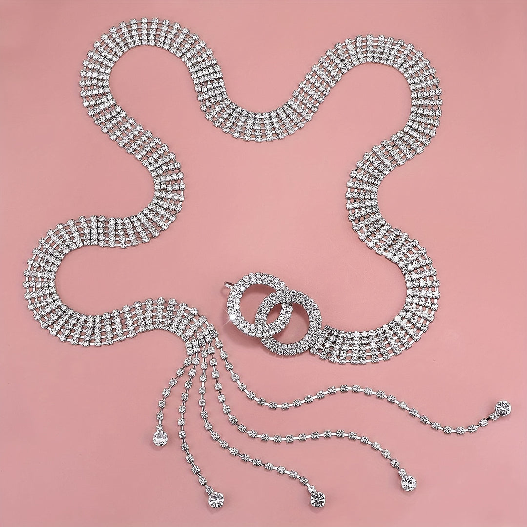 Double O-Ring Rhinestone Waistband Belt