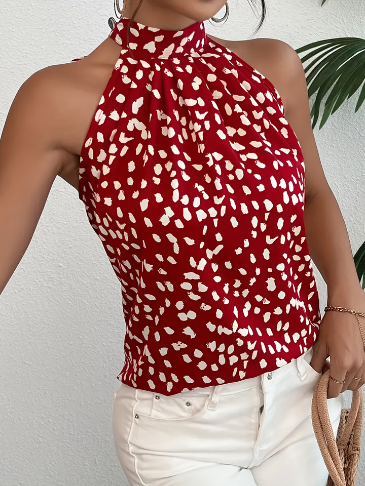 Polka Dot Halter Neck Back-Tie Top