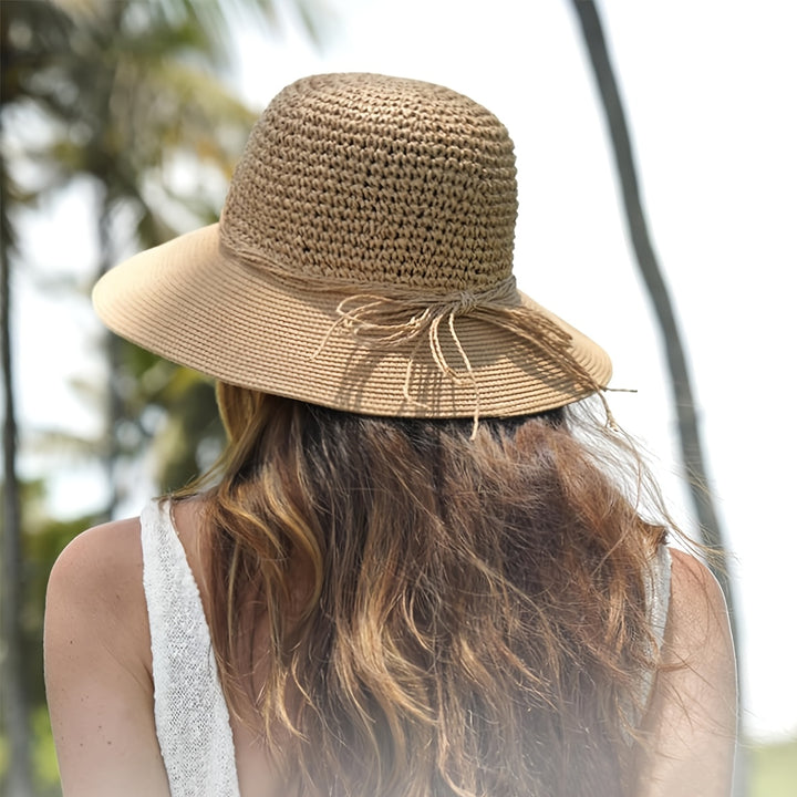 Wide Brim Straw Hat with Chin Strap