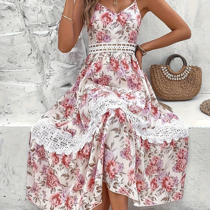 Lace Floral Print Cami Dress