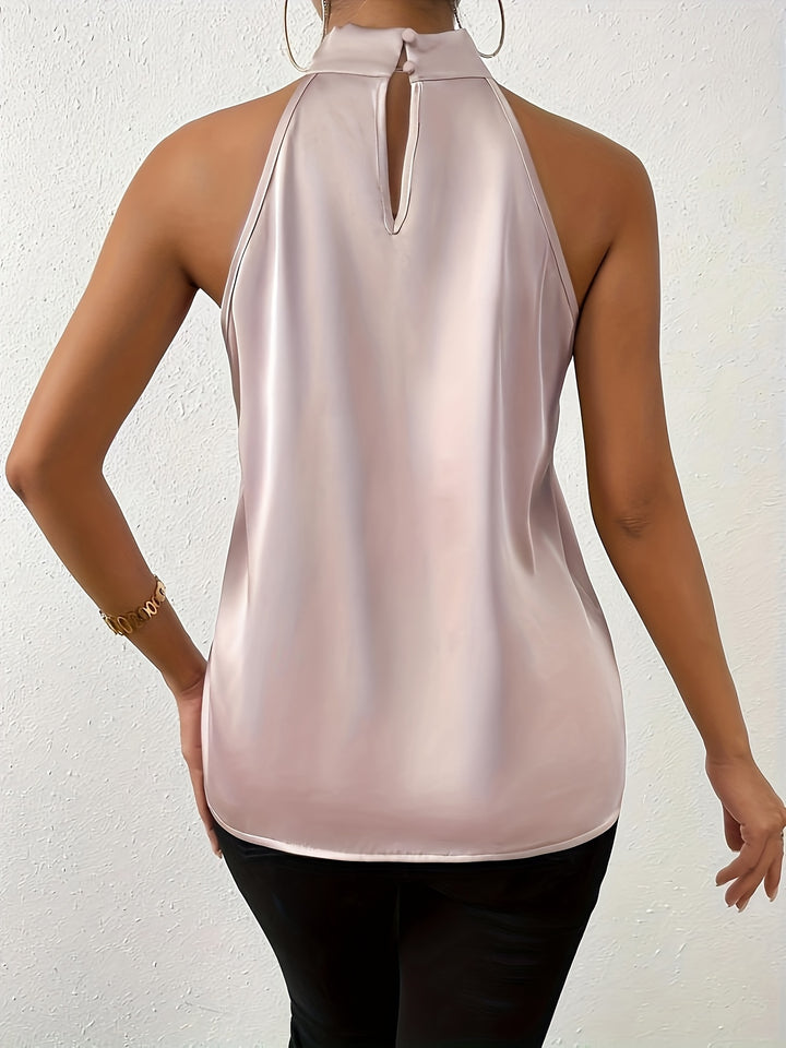 Sleek Satin Halter Neck Blouse