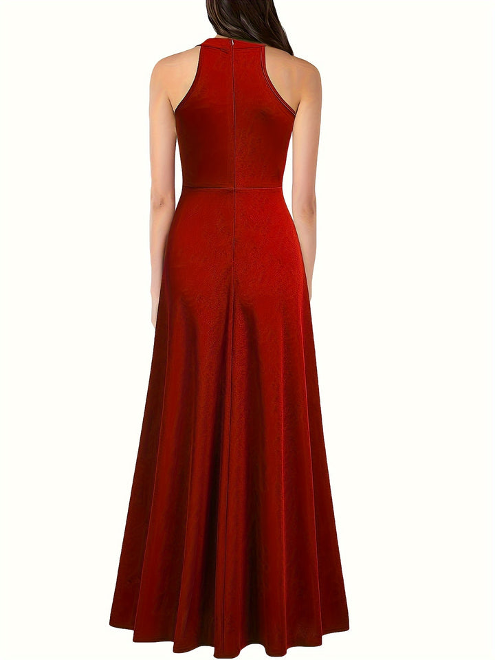 Elegant Split Maxi Solid Dress