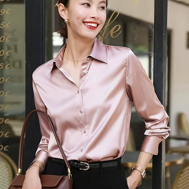 Chic Satin Long Sleeve Blouse