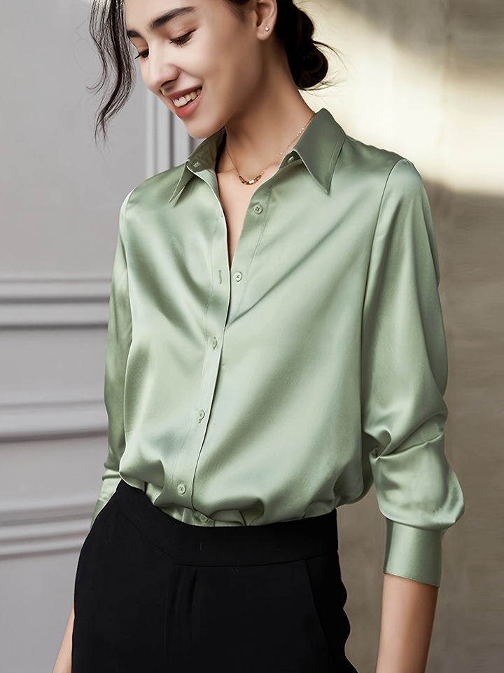 Chic Satin Long Sleeve Blouse