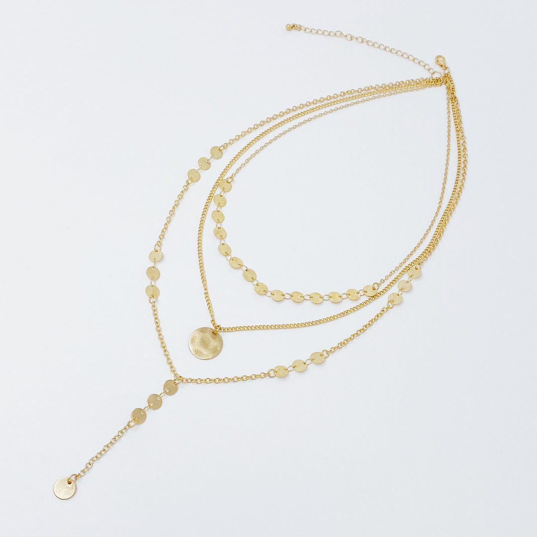 Disc Drop Layered Necklace