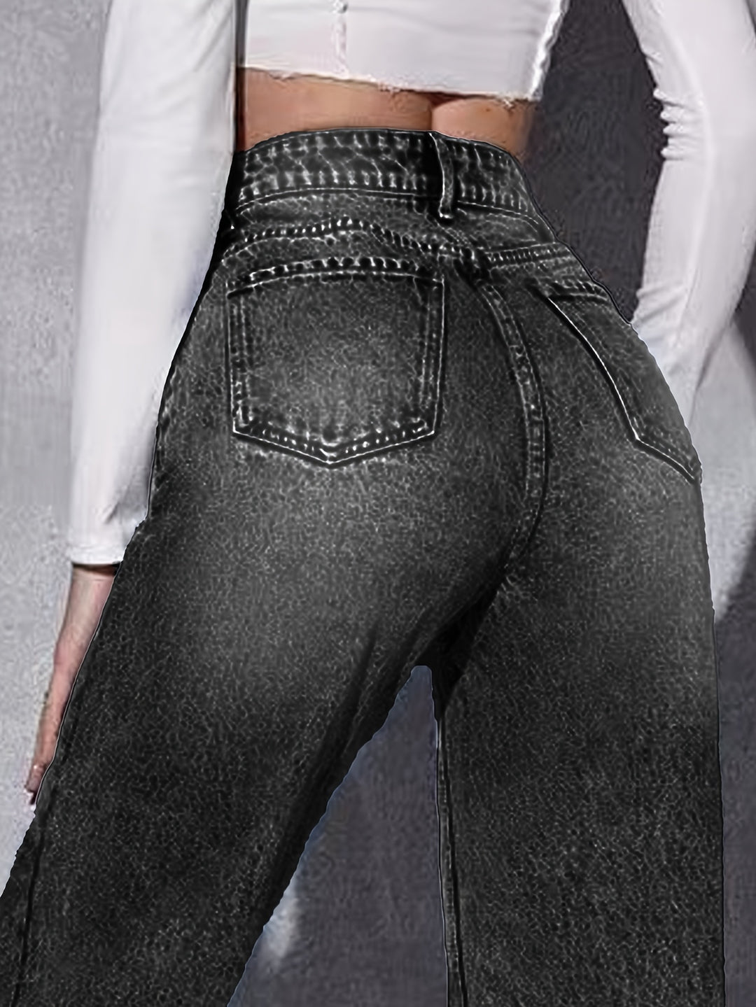 High-Waisted Straight Leg Jeans