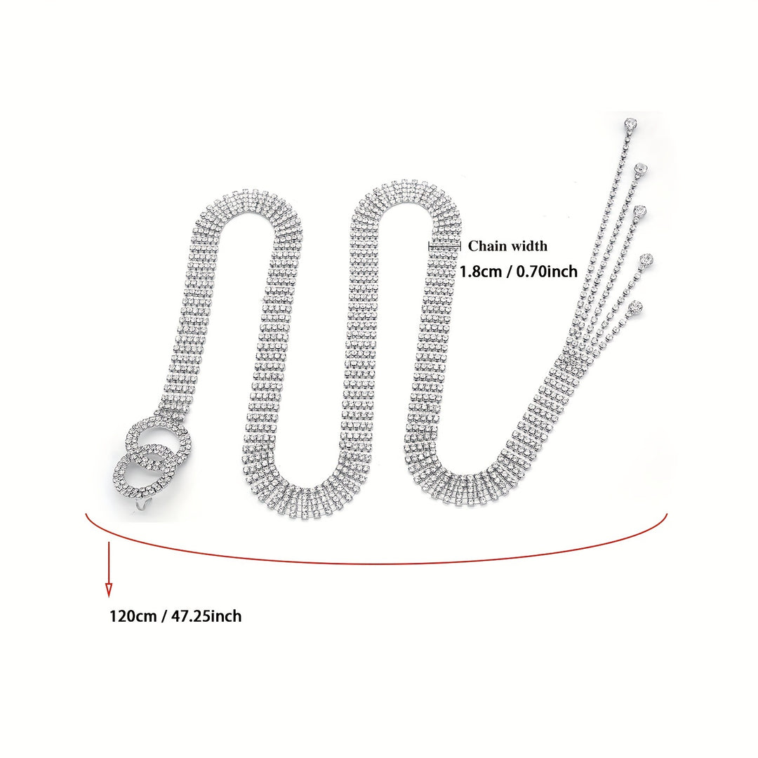 Double O-Ring Rhinestone Waistband Belt