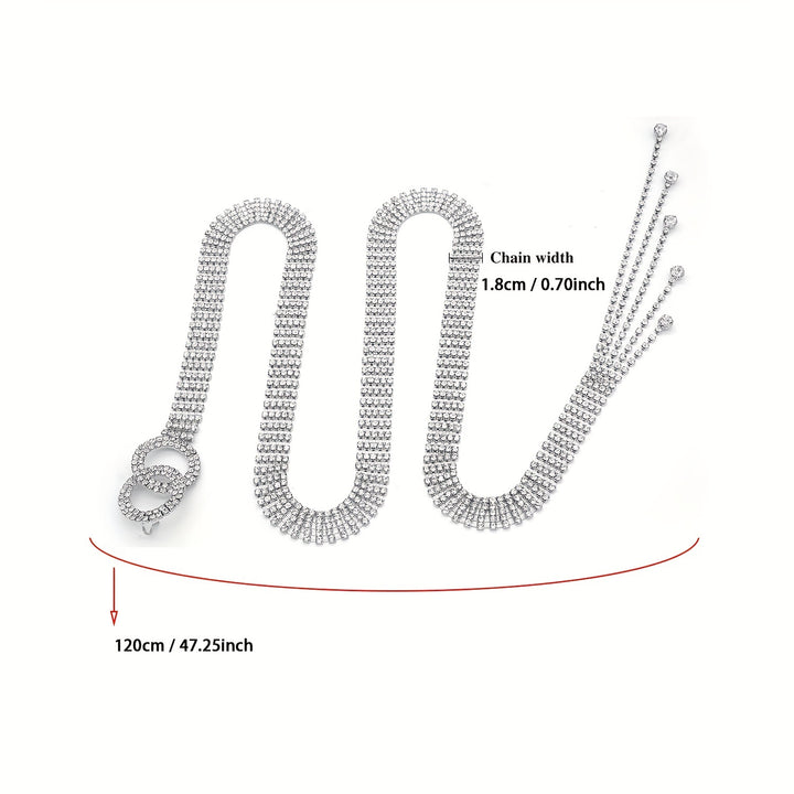 Double O-Ring Rhinestone Waistband Belt