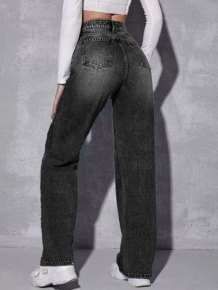 High-Waisted Straight Leg Jeans