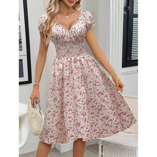 Women’s Floral Bohemian Ruffle Midi Dress