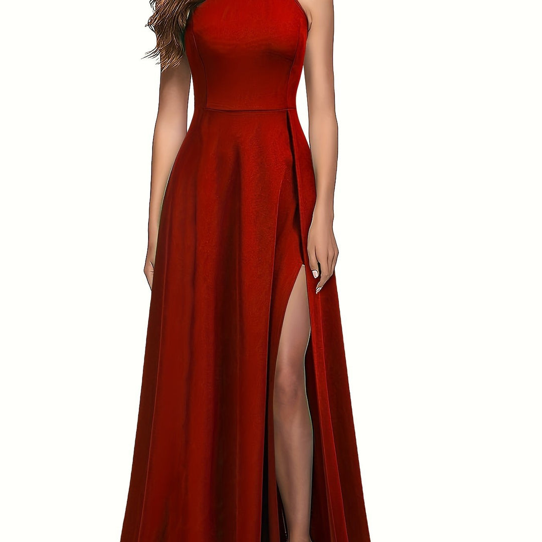 Elegant Split Maxi Solid Dress