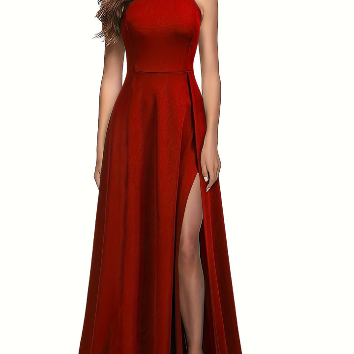 Elegant Split Maxi Solid Dress