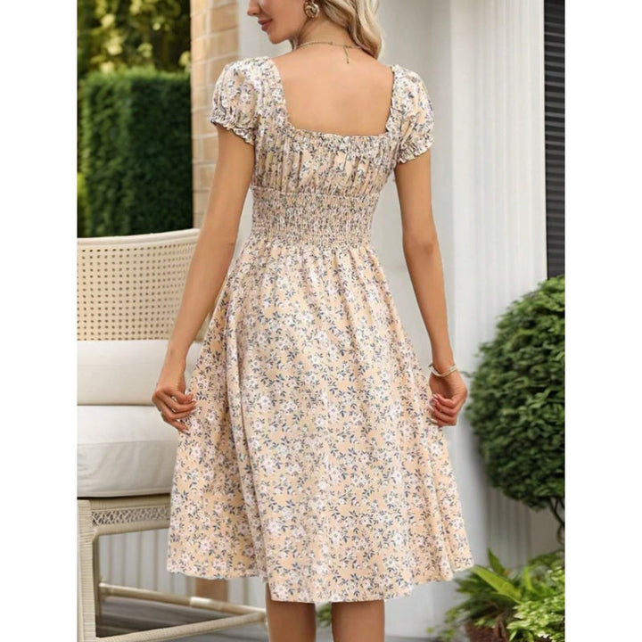 Women’s Floral Bohemian Ruffle Midi Dress