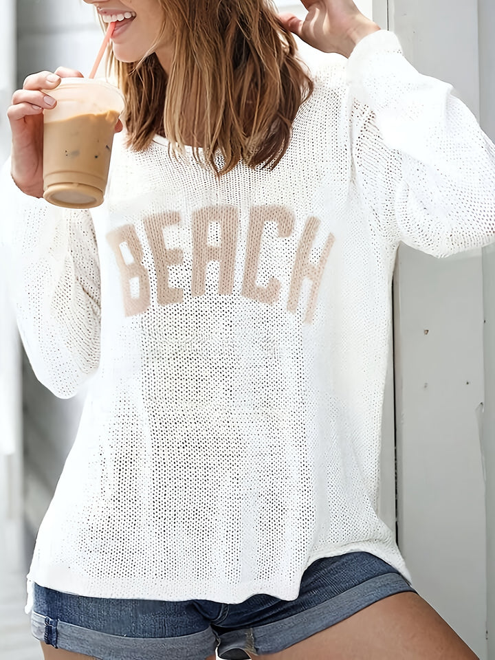 White Beach-Inspired Pullover Sweater