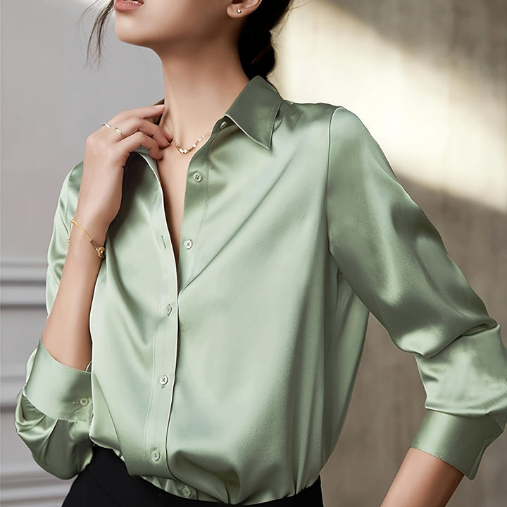 Chic Satin Long Sleeve Blouse