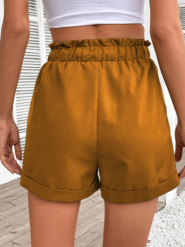 Casual Green Drawstring Shorts