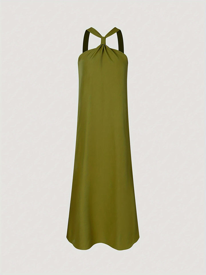 Tucked Halter Neck Loose Dress
