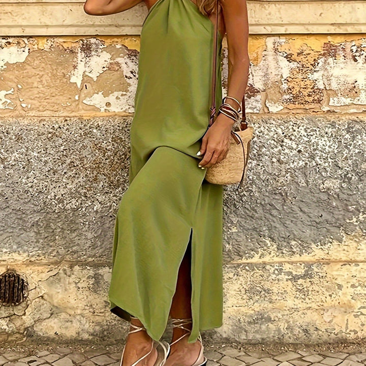Tucked Halter Neck Loose Dress