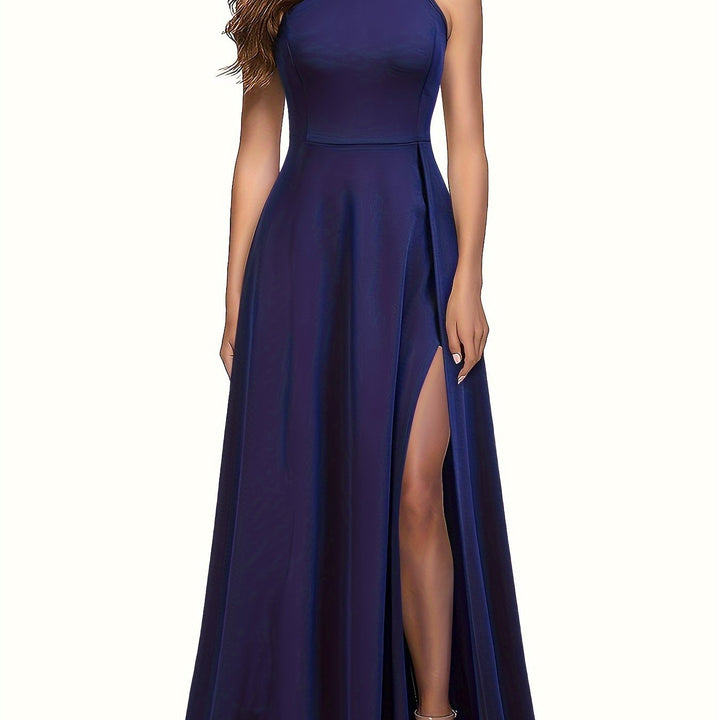 Elegant Split Maxi Solid Dress