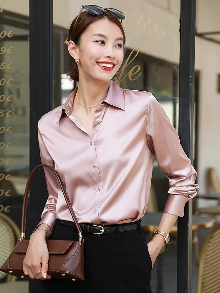 Chic Satin Long Sleeve Blouse