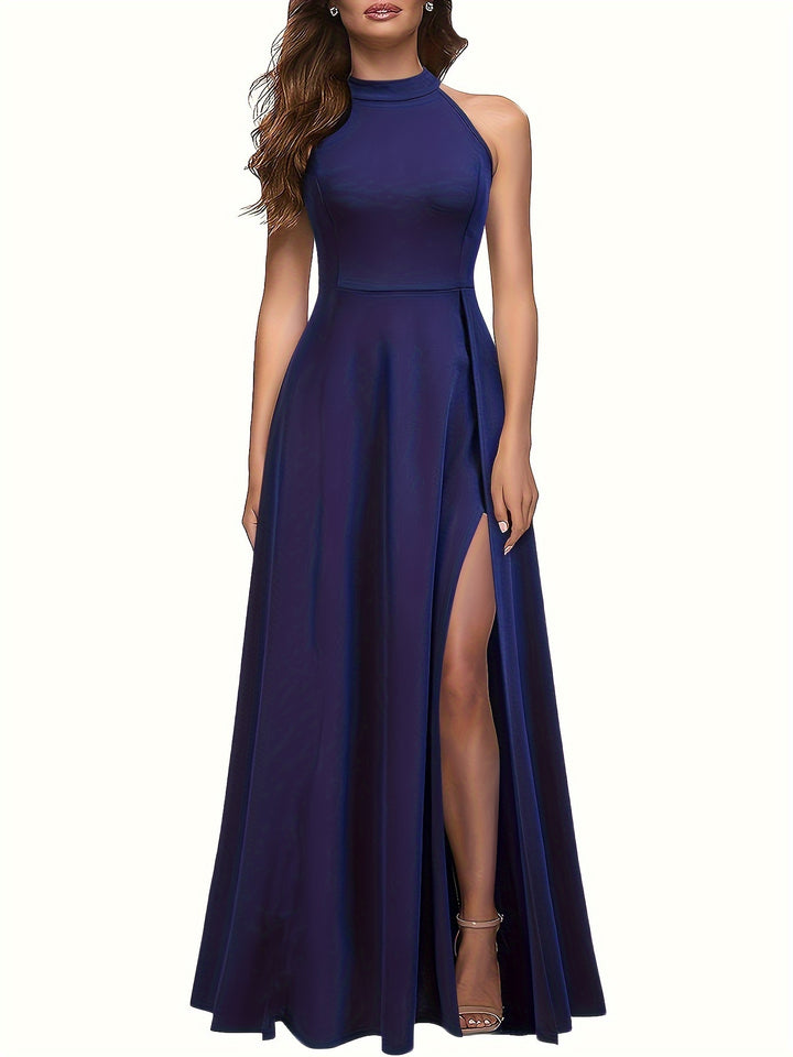 Elegant Split Maxi Solid Dress