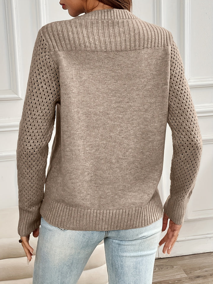 Eyelet Embroidered Knitted Sweater