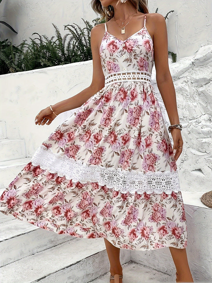 Lace Floral Print Cami Dress