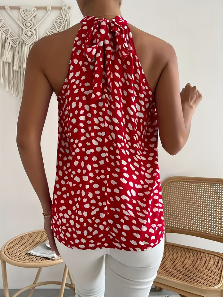 Polka Dot Halter Neck Back-Tie Top