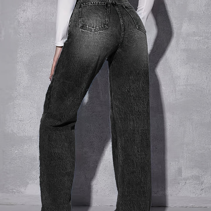 High-Waisted Straight Leg Jeans