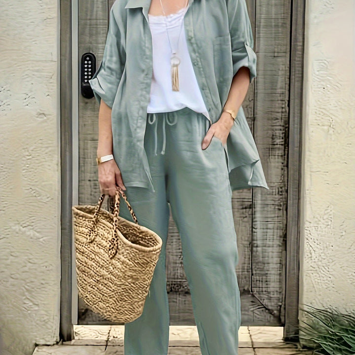 Women's Solid Two-Piece Set