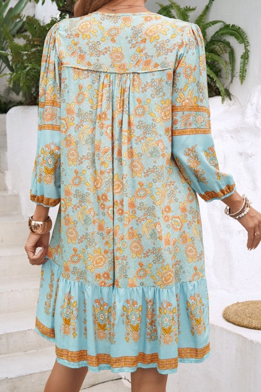 Boho Babe Ruched Tassel Dress