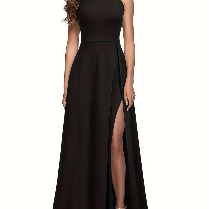 Elegant Split Maxi Solid Dress