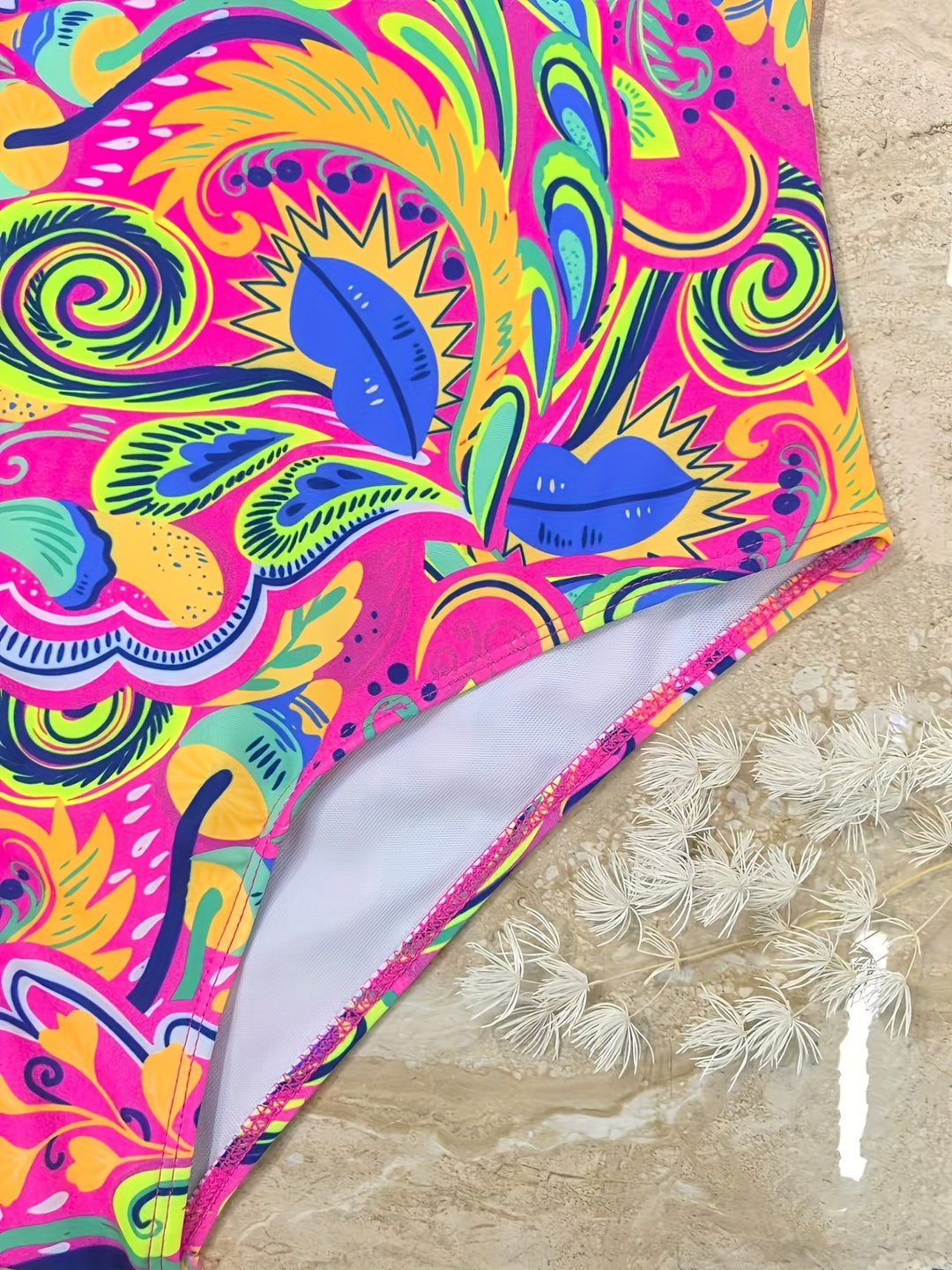 One-Piece Swimsuit with Lace-Up Detail