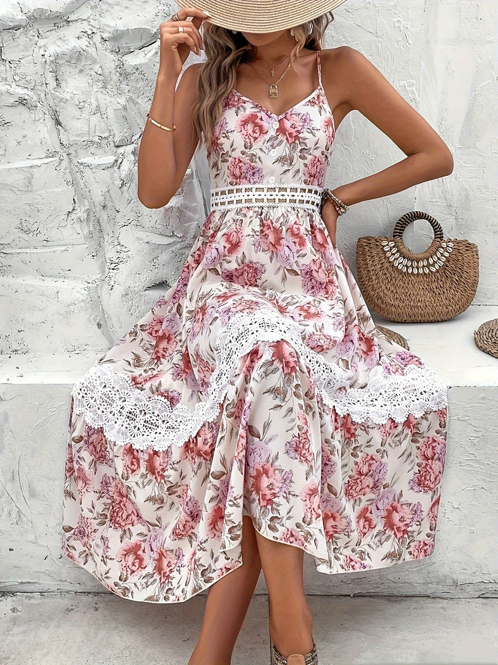 Lace Floral Print Cami Dress