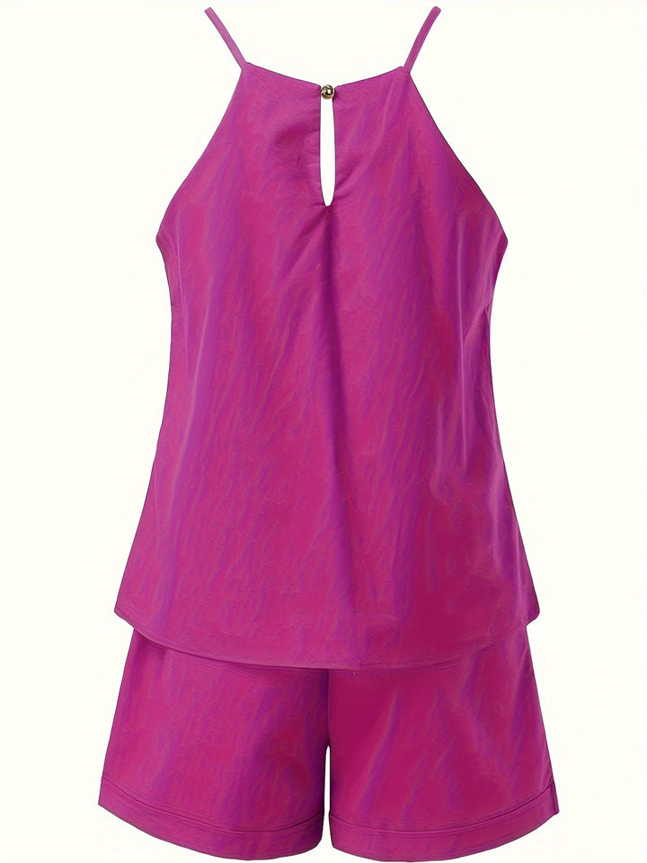 2 Piece Set Sleeveless Top & Pocket Shorts