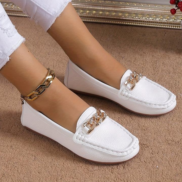 Elegant White Slip-On Loafers for Women