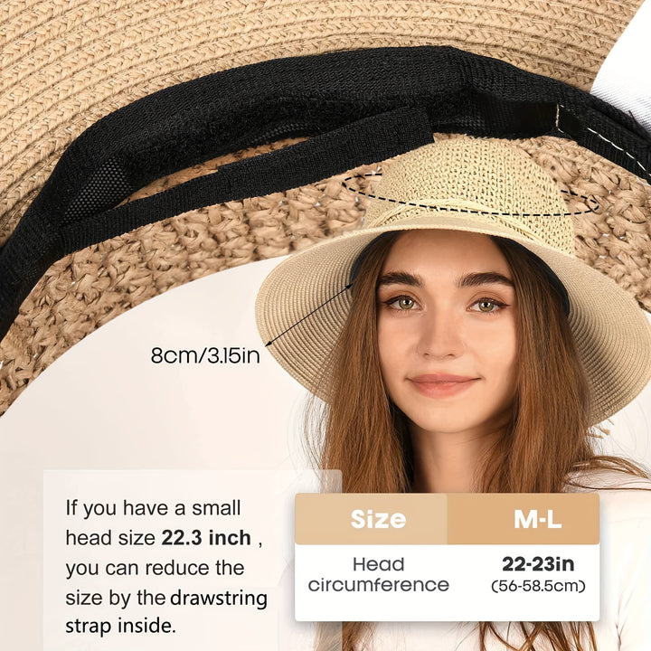 Wide Brim Straw Hat with Chin Strap