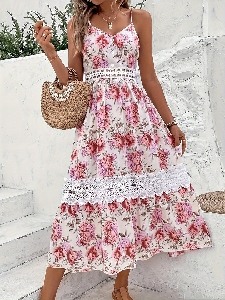 Lace Floral Print Cami Dress