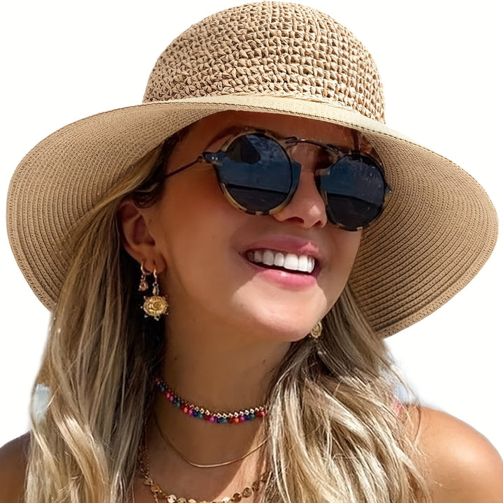 Wide Brim Straw Hat with Chin Strap