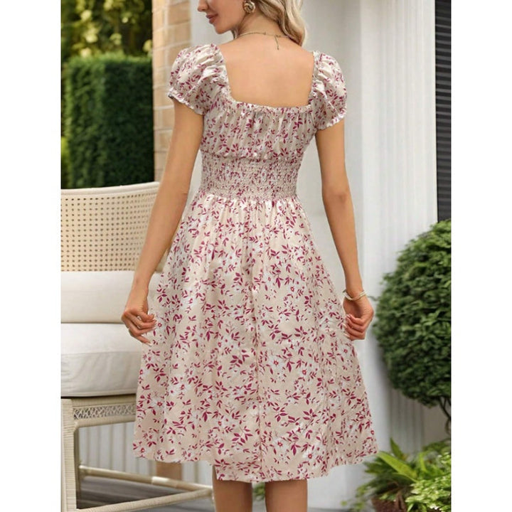 Women’s Floral Bohemian Ruffle Midi Dress