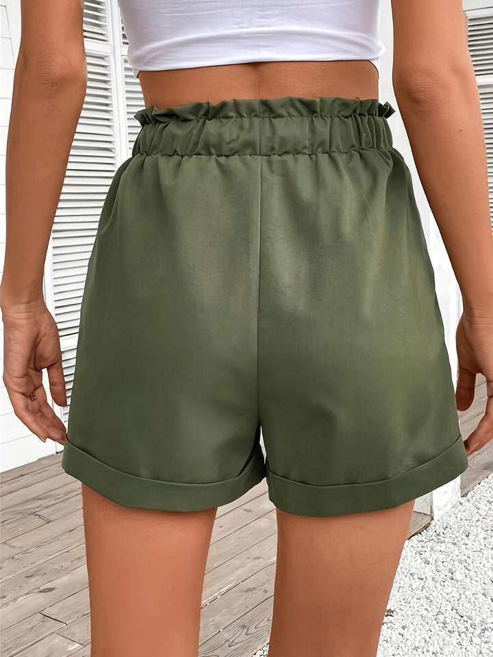 Casual Green Drawstring Shorts
